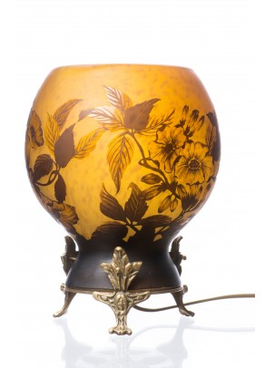 Table Lamp Daum Nancy type - Yellow Gerberas
