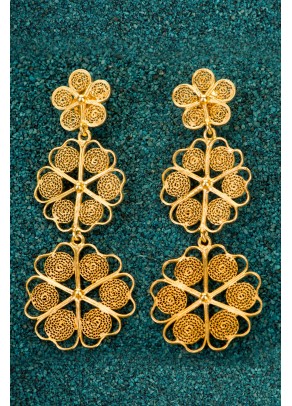 Gold-plated Silver Filigree Earrings - Trio Floral