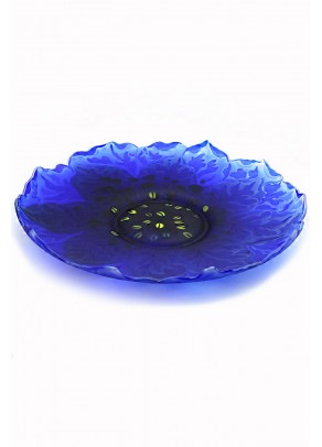 "Rosetta Blue" Cameo Glass Platter - Galle Type
