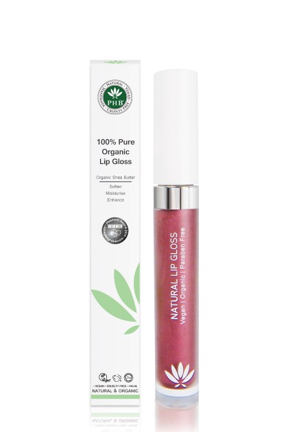 Organic lip gloss with shea butter, jojoba oil, tangerine oil (Mulberry).