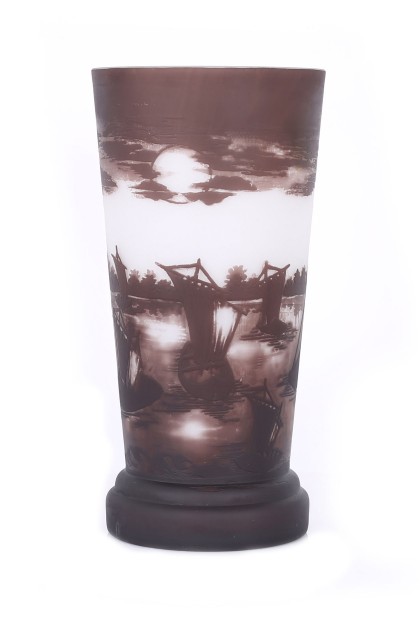 Stormy Seas Cameo Glass Vase - Galle type