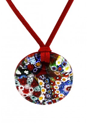 MurrineMonaco Pendant - Flowers on Red