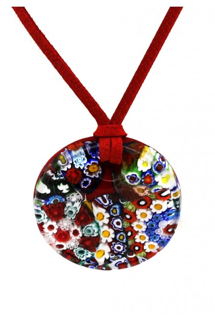 Murrine Monaco Pendant - Flowers on Red