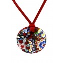 MurrineMonaco Pendant - Flowers on Red