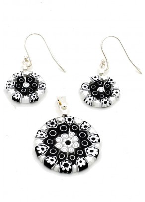 Murrine Set - Black and White Flowers