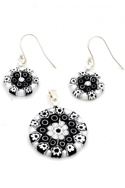 Murrine Set - Black and White Flowers